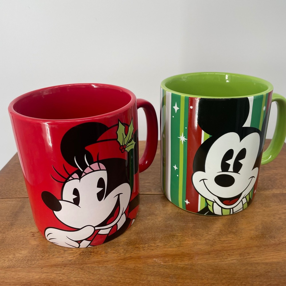 Disney Galerie Mickey and Minnie Mouse Xl Coffee Mugs‎ Christmas Holiday
